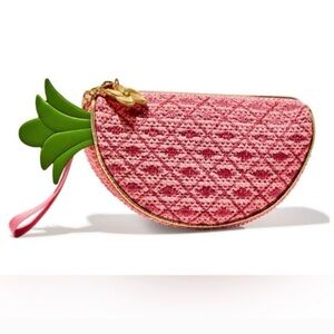Bath & Body Works Bag Pink Pineapple Wristlet Cosmetic Gift Bag Clutch Purse